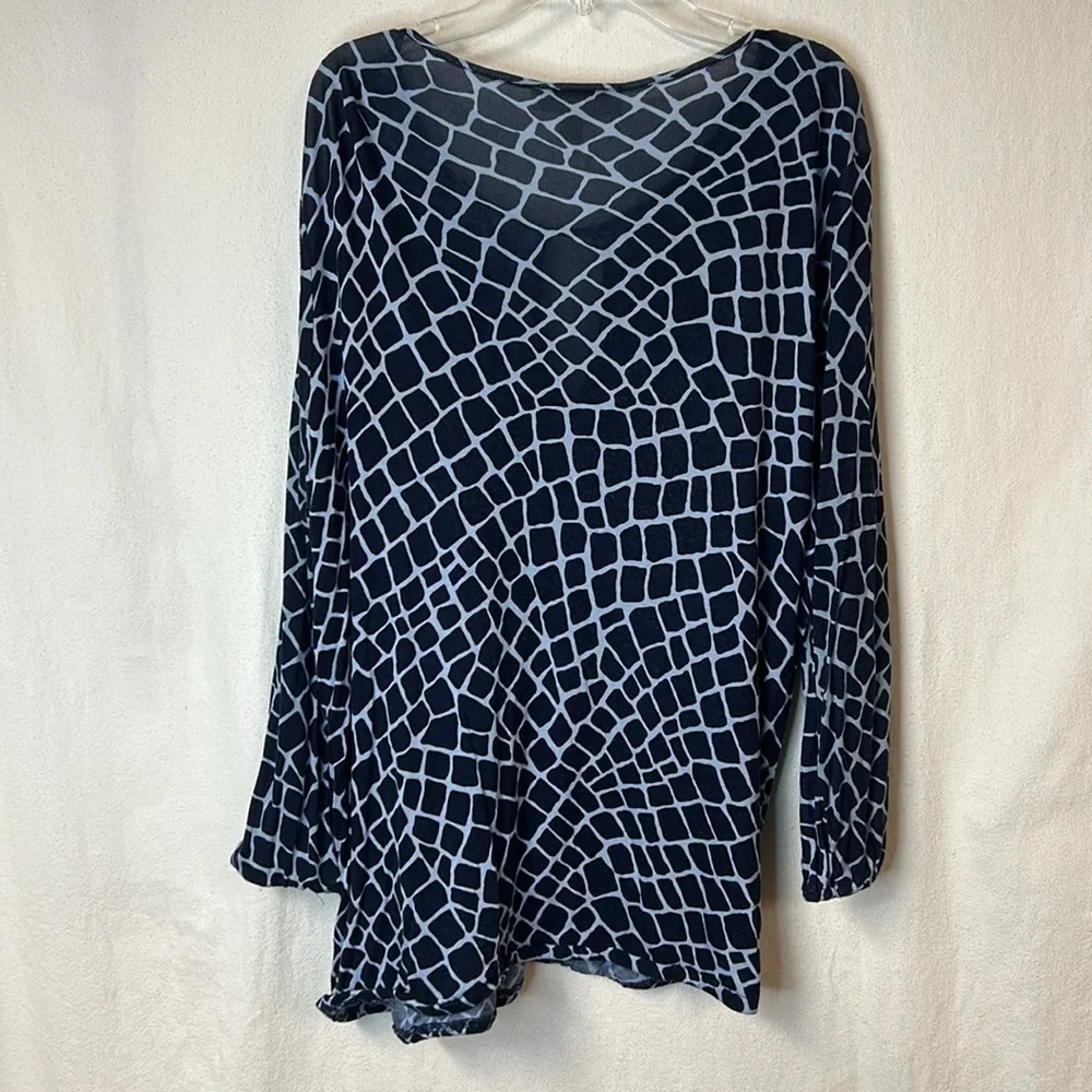 Michael Kors Women’s Tunic Top Size XL Navy White Stretchy Viscose